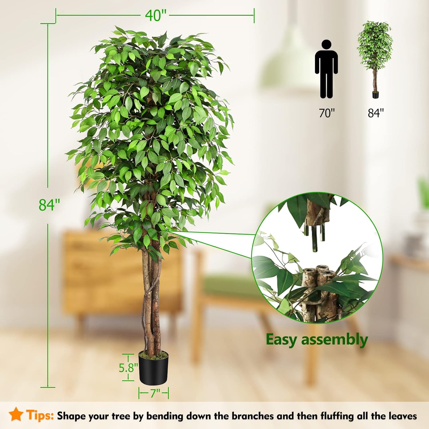 Lifelike Artificial Ficus Tree – Fiddle Leaf Fig recenzja i cena